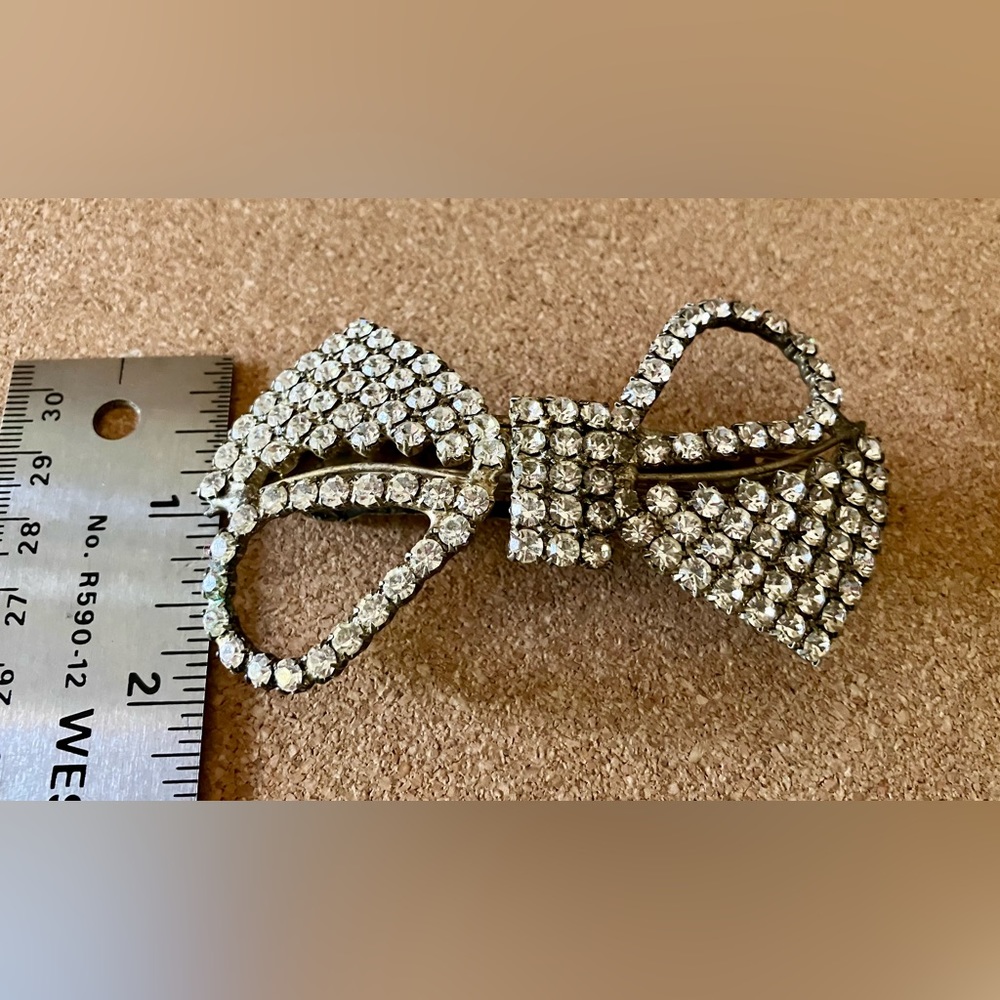 Vintage Rhinestone Bow Barrette - Picture 3 of 4